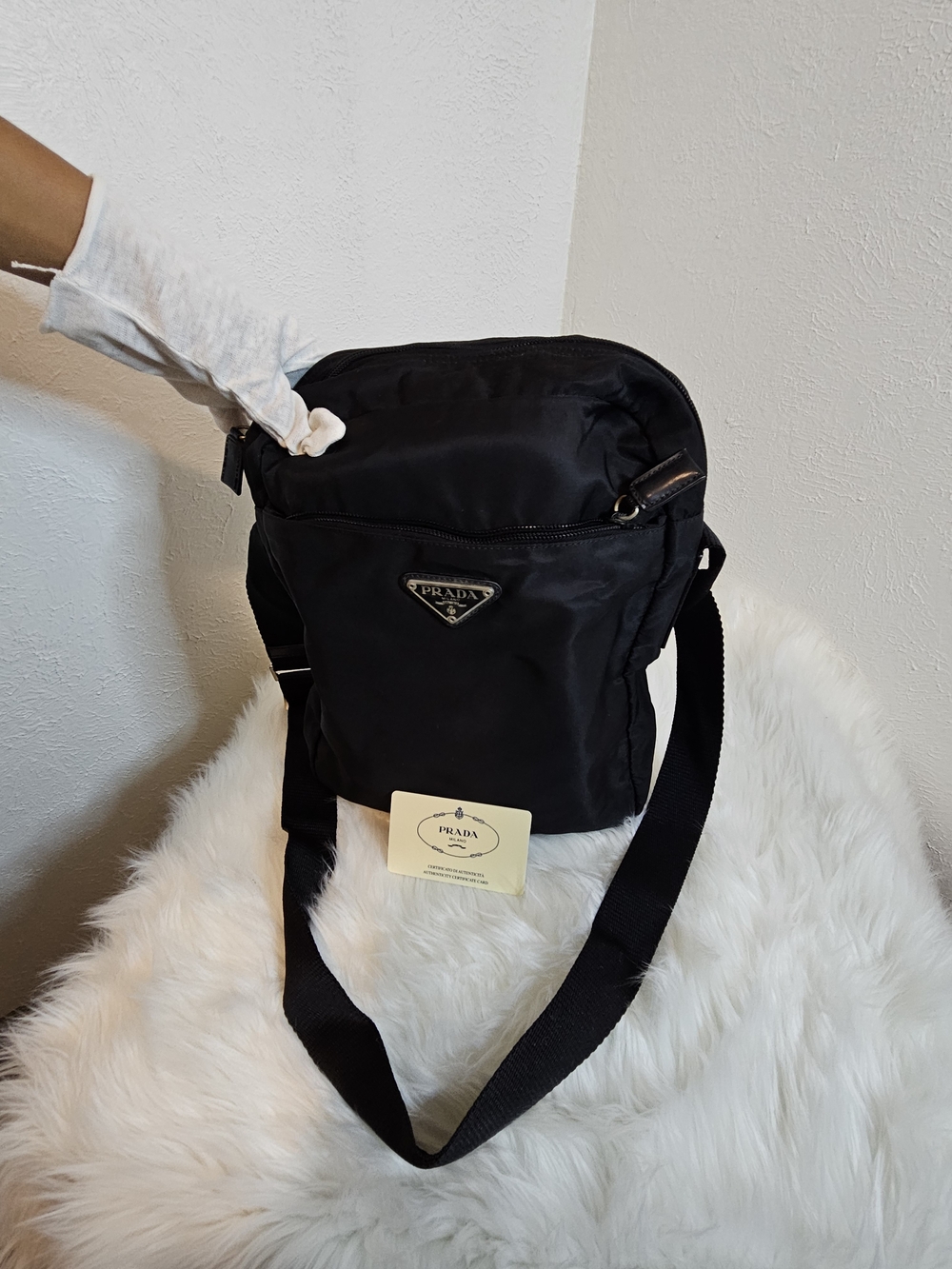 Prada Black Nylon Messenger Crossbody Bag